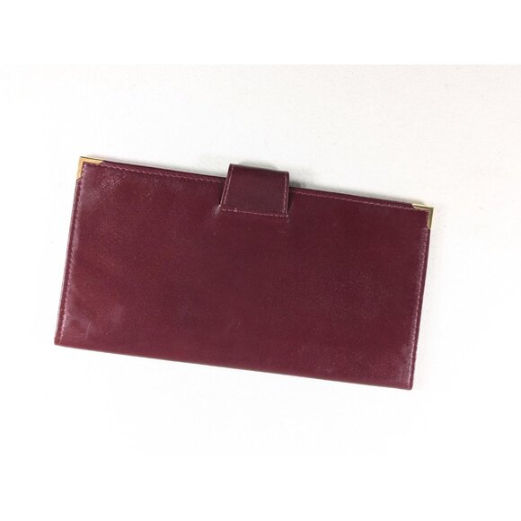 Vintage Burgundy Leather Travel Wallet: Bifold Organizer, Card Holder - Picture 8 of 10